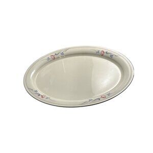 Lenox Chinastone Oval Platter Glories On Grey 14.5" Discontinued Made In USA